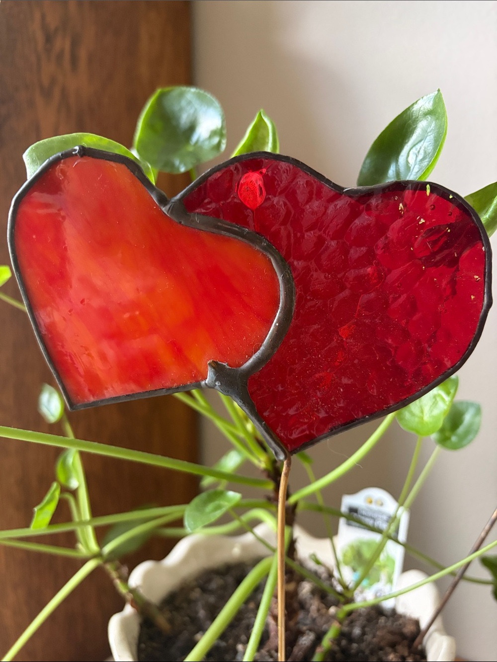 Handmade Stained Glass Heart Garden Stake
